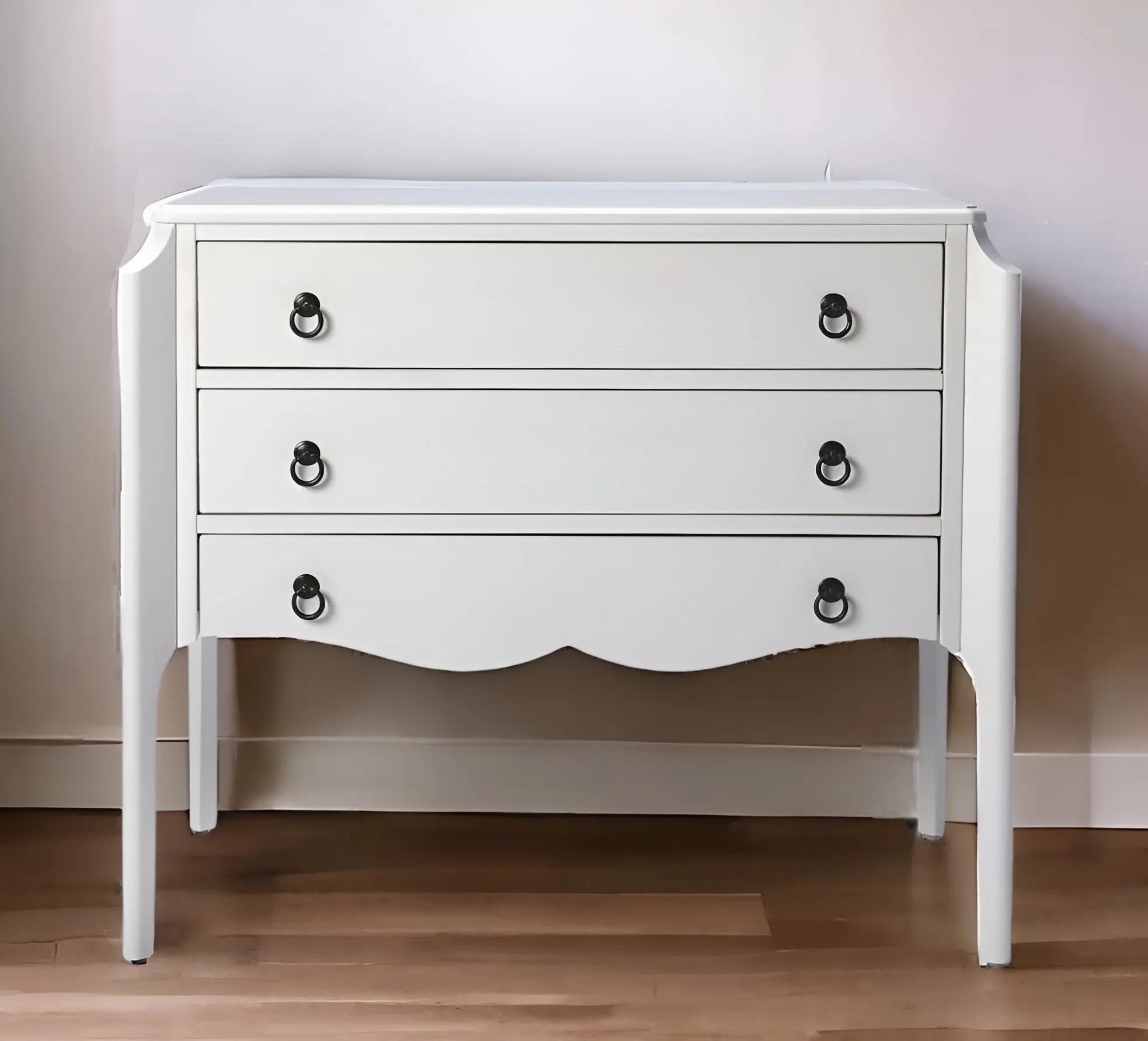 34" White Solid and Manufactured Wood Three Drawer Standard Chest Homeroots Bed & Bath