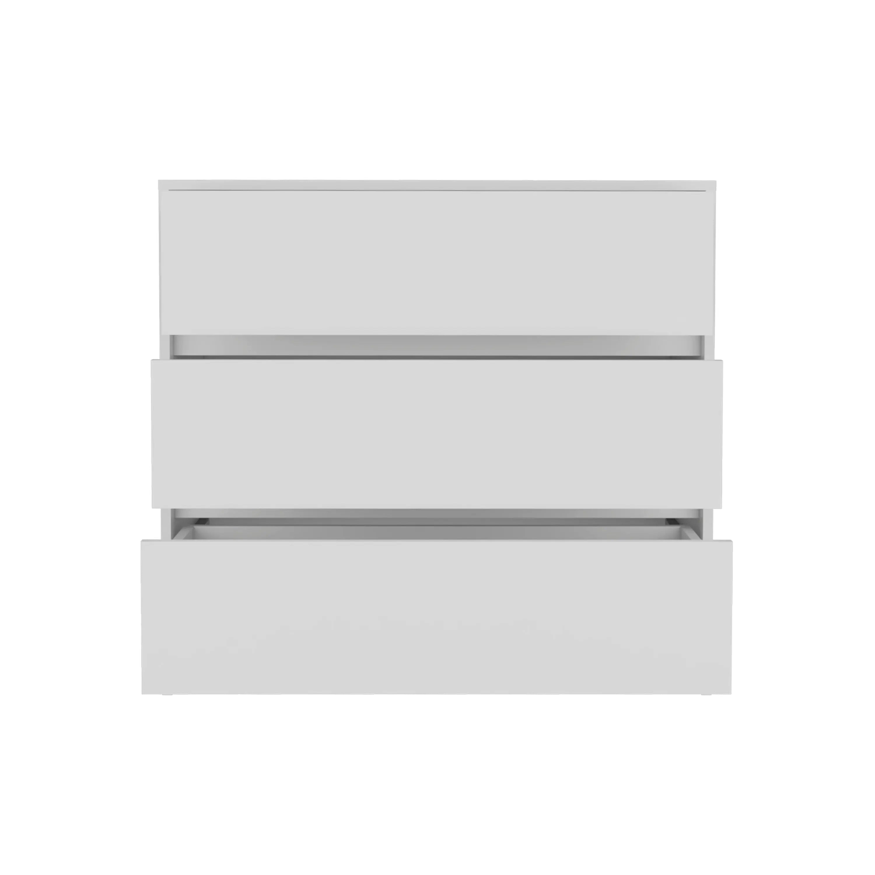 34" White Three Drawer Dresser Homeroots Bed & Bath