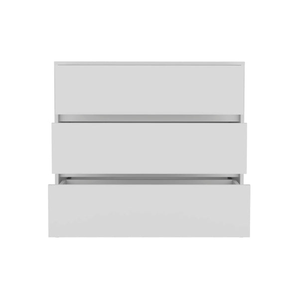 34" White Three Drawer Dresser Homeroots Bed & Bath