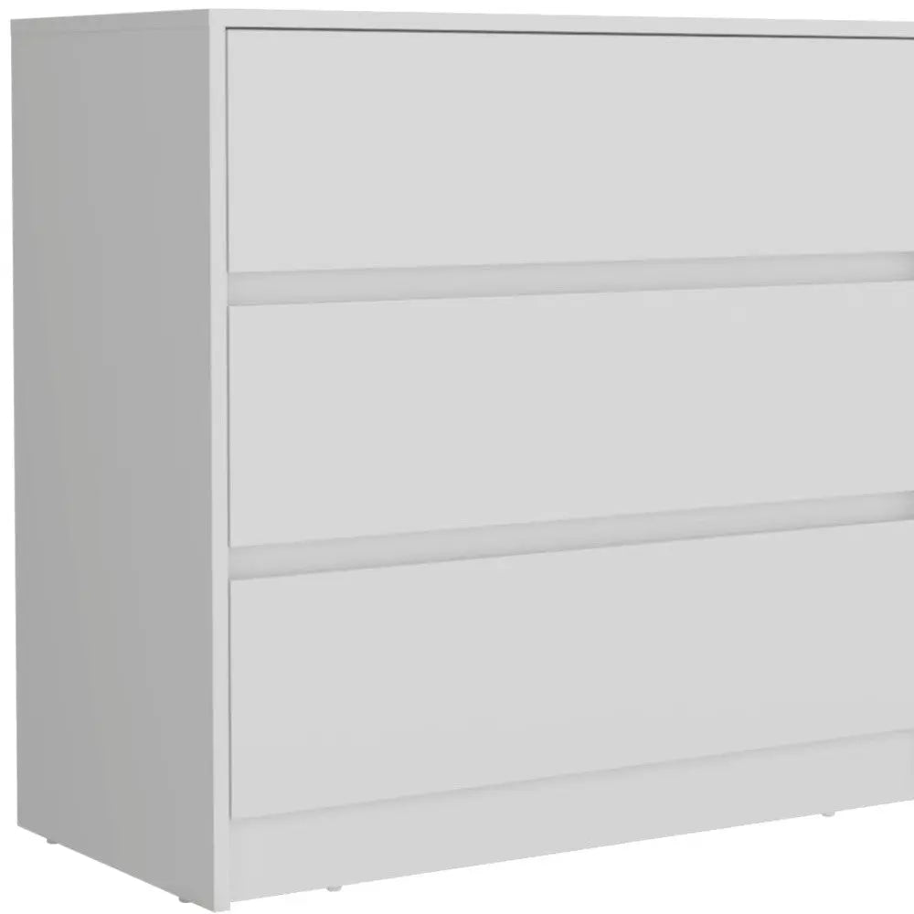 34" White Three Drawer Dresser Homeroots Bed & Bath