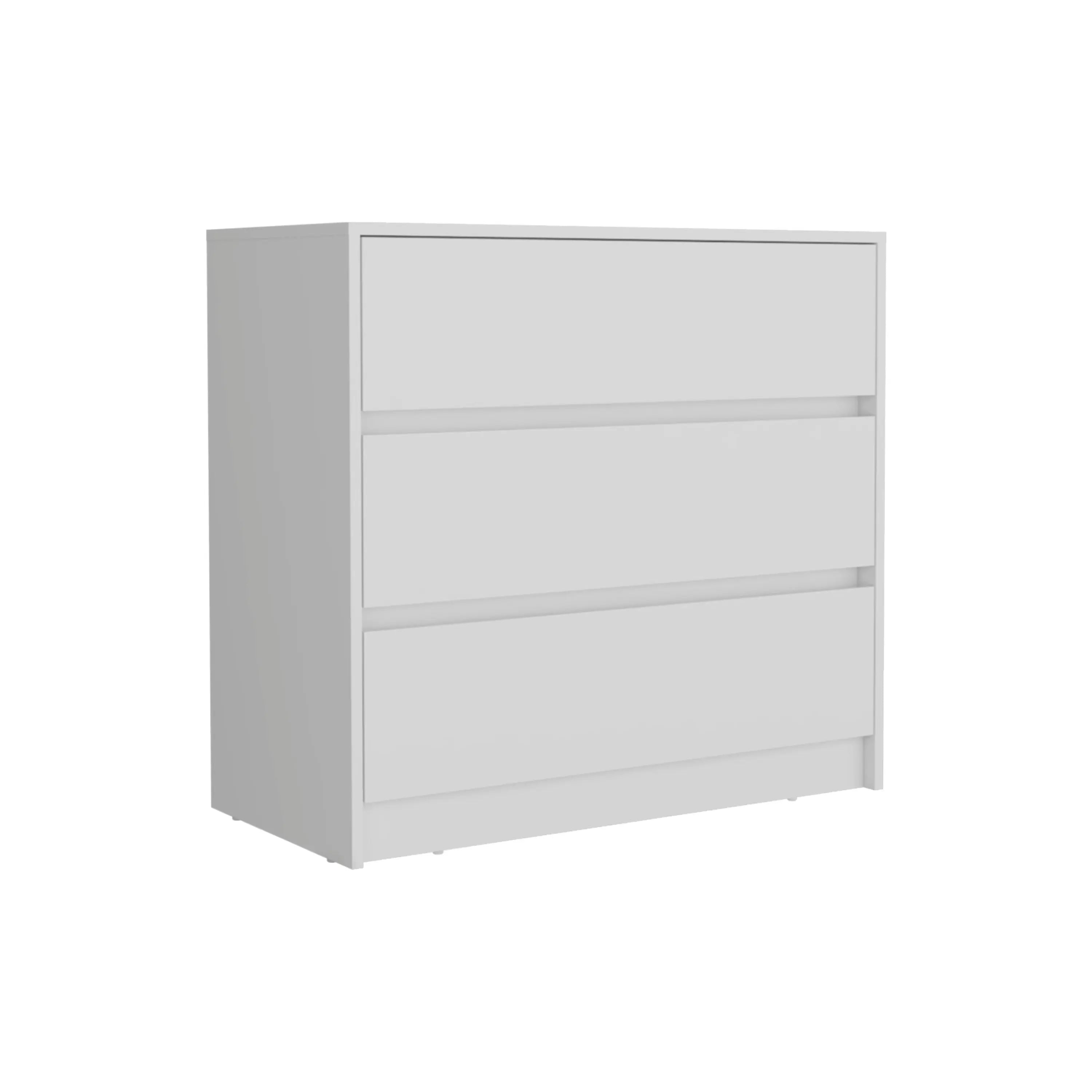 34" White Three Drawer Dresser Homeroots Bed & Bath