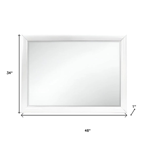 34" White Wood Framed Accent Mirror Homeroots Bed & Bath