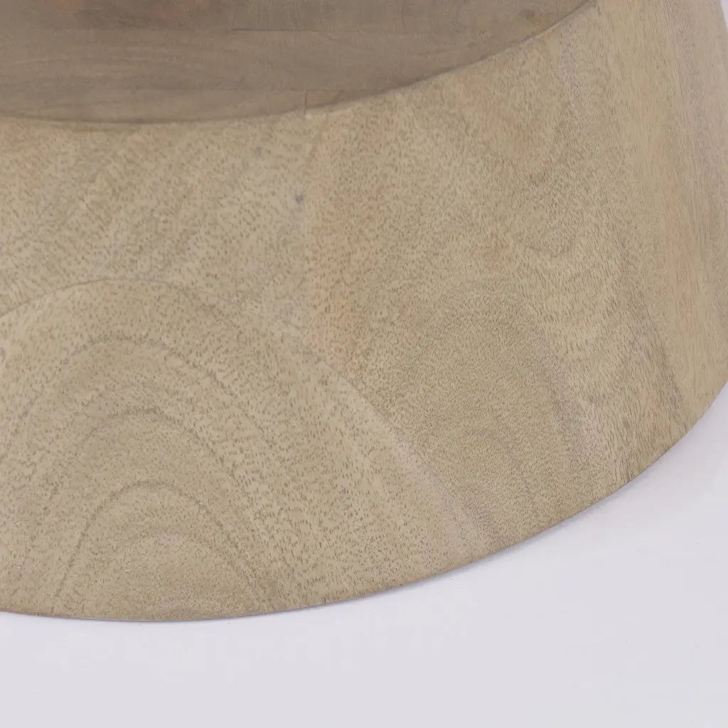 34" White and Brown Stone and Solid Wood Round Pedestal Coffee Table Homeroots Living Room