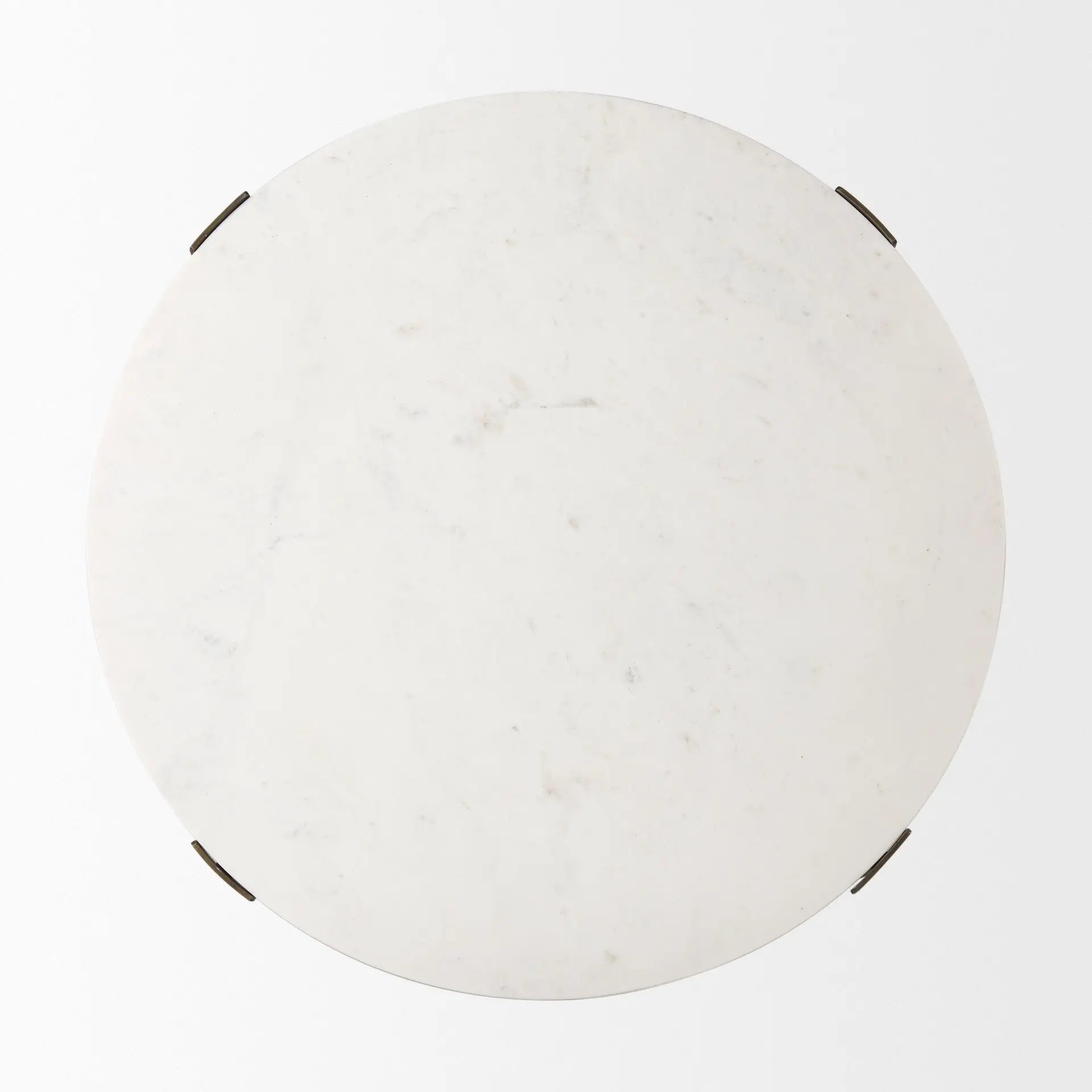 34" White and Gold Stone and Iron Round Frame Coffee Table Homeroots Living Room