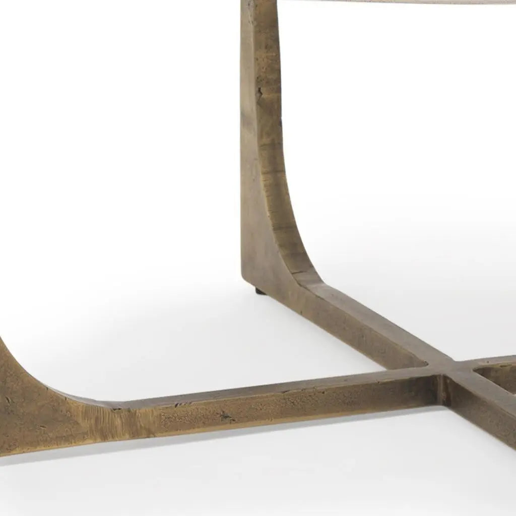 34" White and Gold Stone and Iron Round Frame Coffee Table Homeroots Living Room