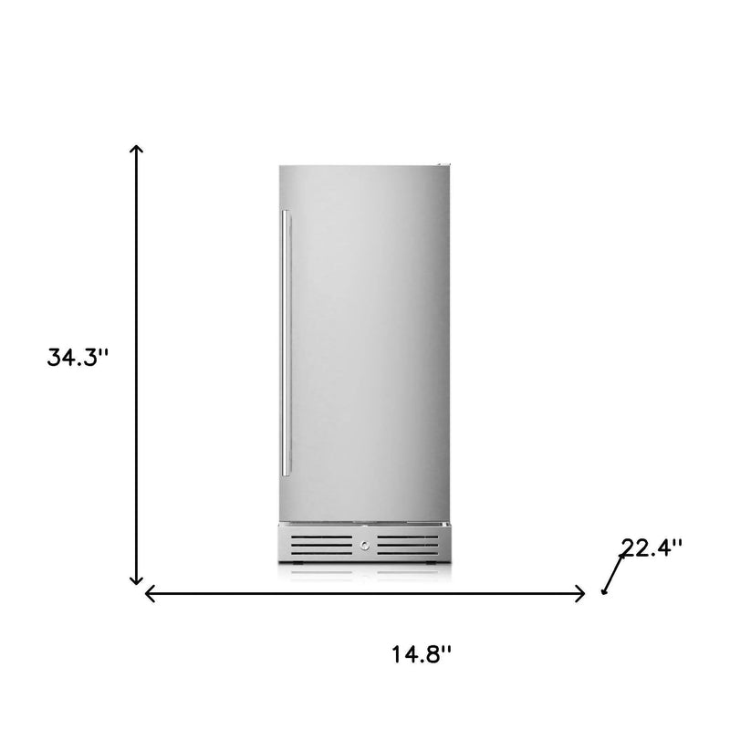 34" X 15" Silver Stainless Steel Single Compartment Can Beverage Refrigerator Homeroots Home Decor
