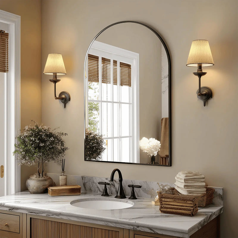 35" Black Aluminum Arch Framed Accent Mirror Homeroots Bed & Bath