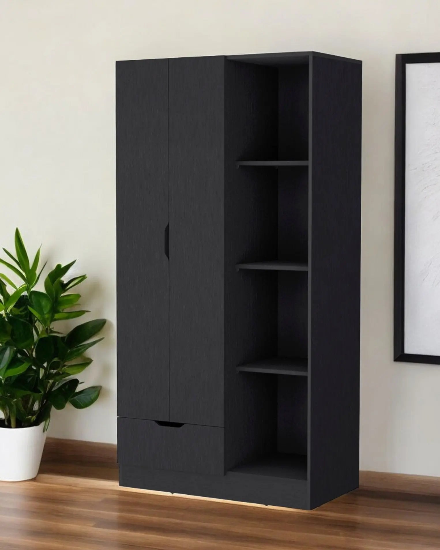 35" Black Drawer Combo Dresser Homeroots Bed & Bath