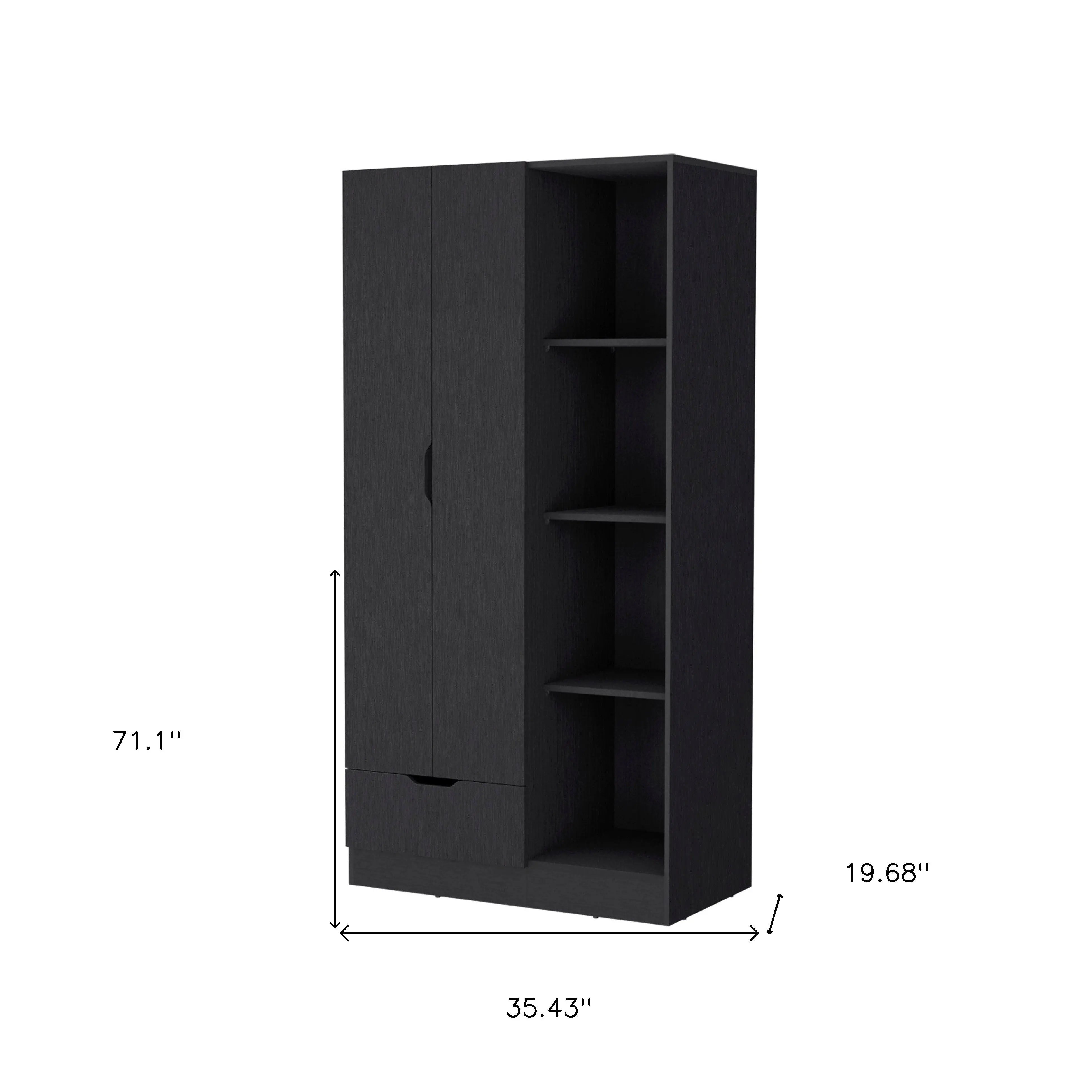 35" Black Drawer Combo Dresser Homeroots Bed & Bath
