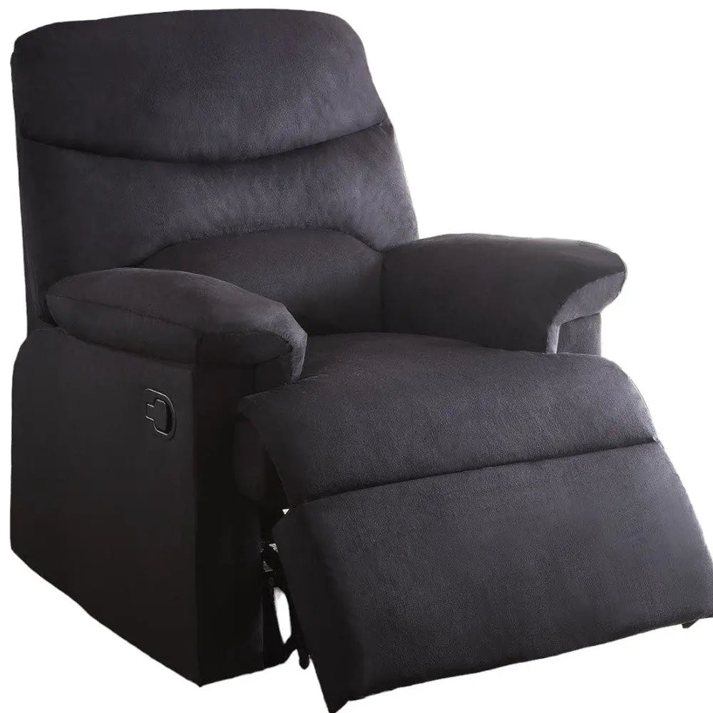 35" Black Microfiber Manual Recliner Homeroots Living Room