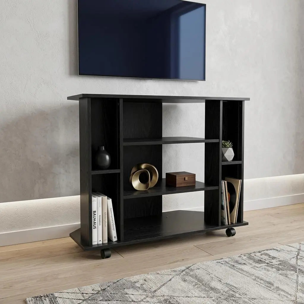 35" Black Open Shelving TV Stand Homeroots Living Room