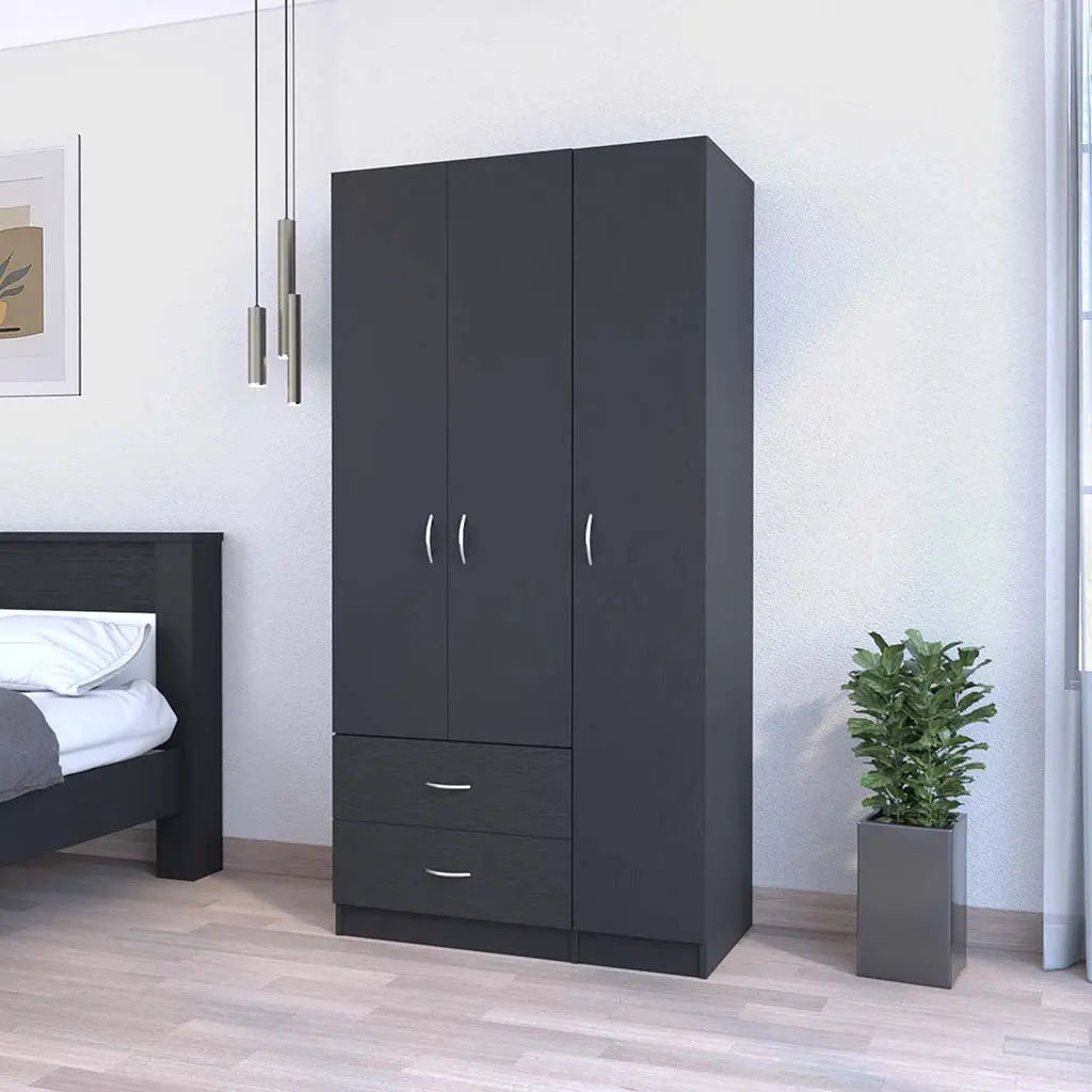 35" Black Two Drawer Combo Dresser Homeroots Bed & Bath