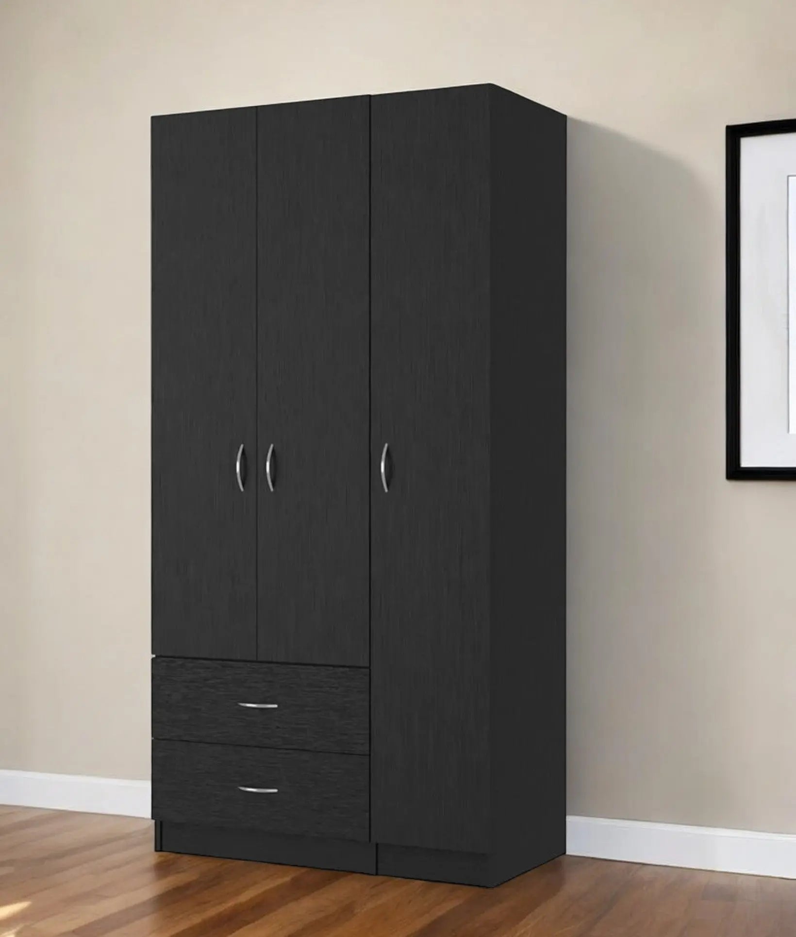 35" Black Two Drawer Combo Dresser Homeroots Bed & Bath