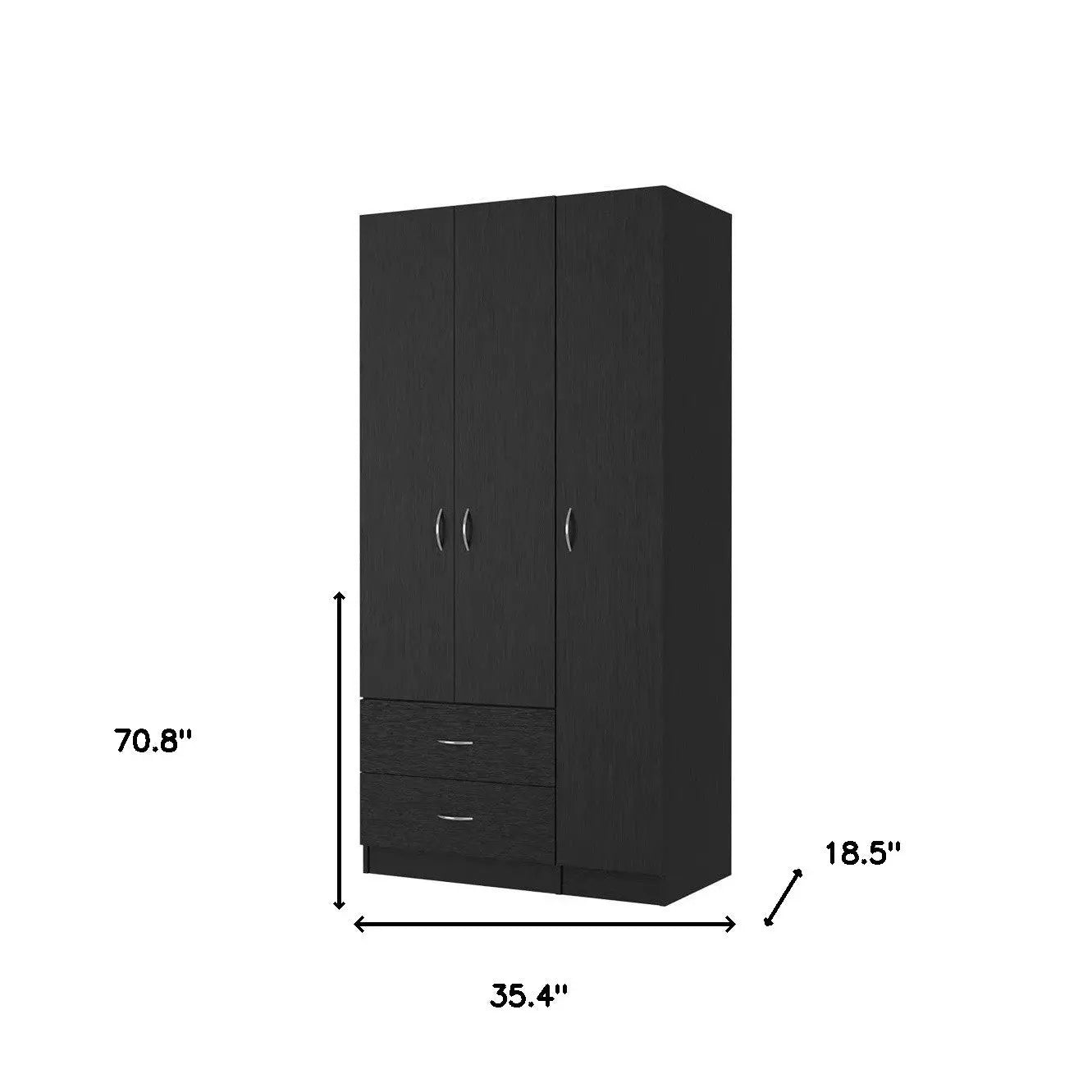 35" Black Two Drawer Combo Dresser Homeroots Bed & Bath