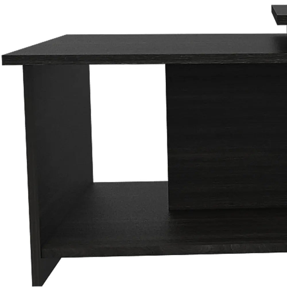 35" Black Wood Abstract Coffee Table - GreatEagleInc
