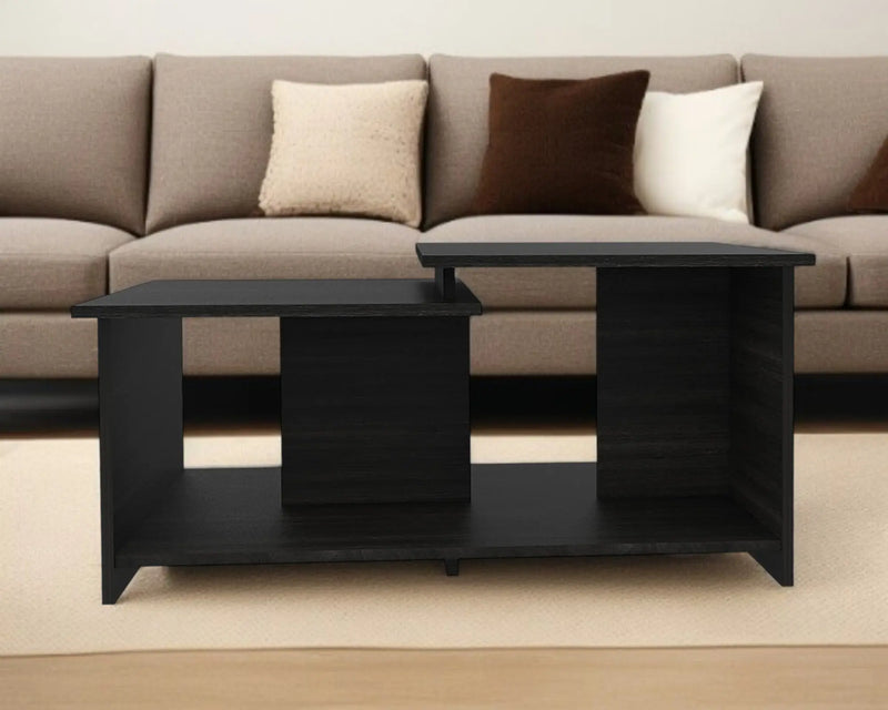 35" Black Wood Abstract Coffee Table - GreatEagleInc