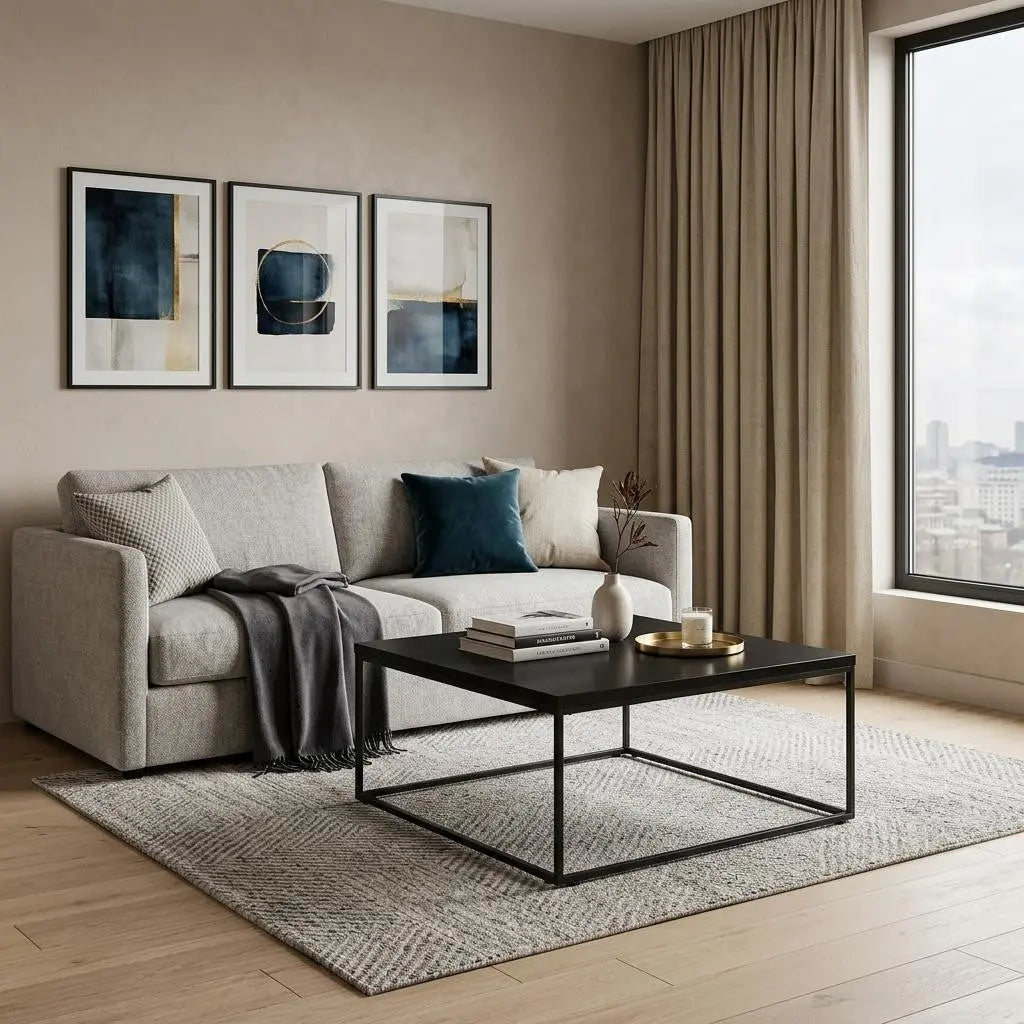 35" Black Wood And Metal Square Frame Coffee Table Homeroots Living Room