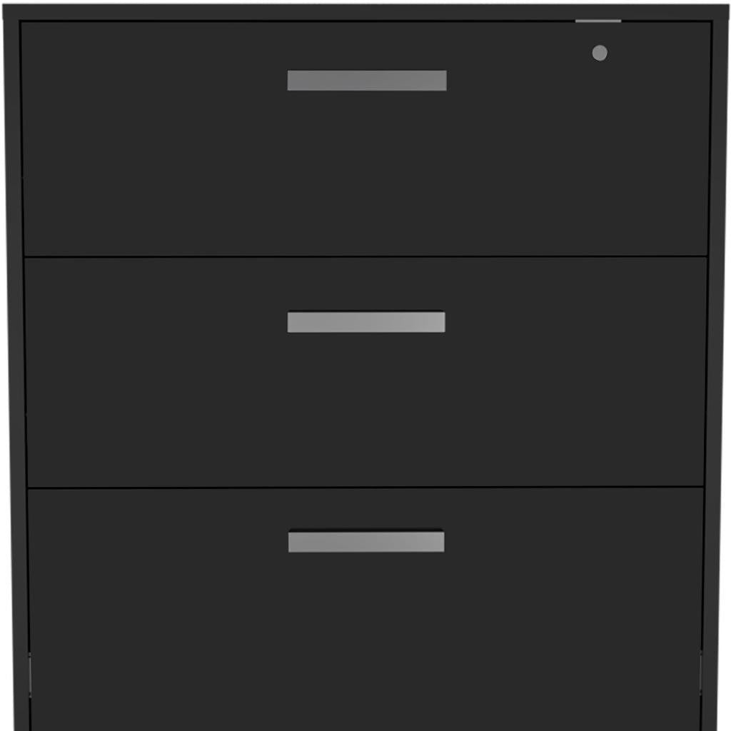 35" Black Wood Three Drawers Filing Cabinet - GreatEagleInc