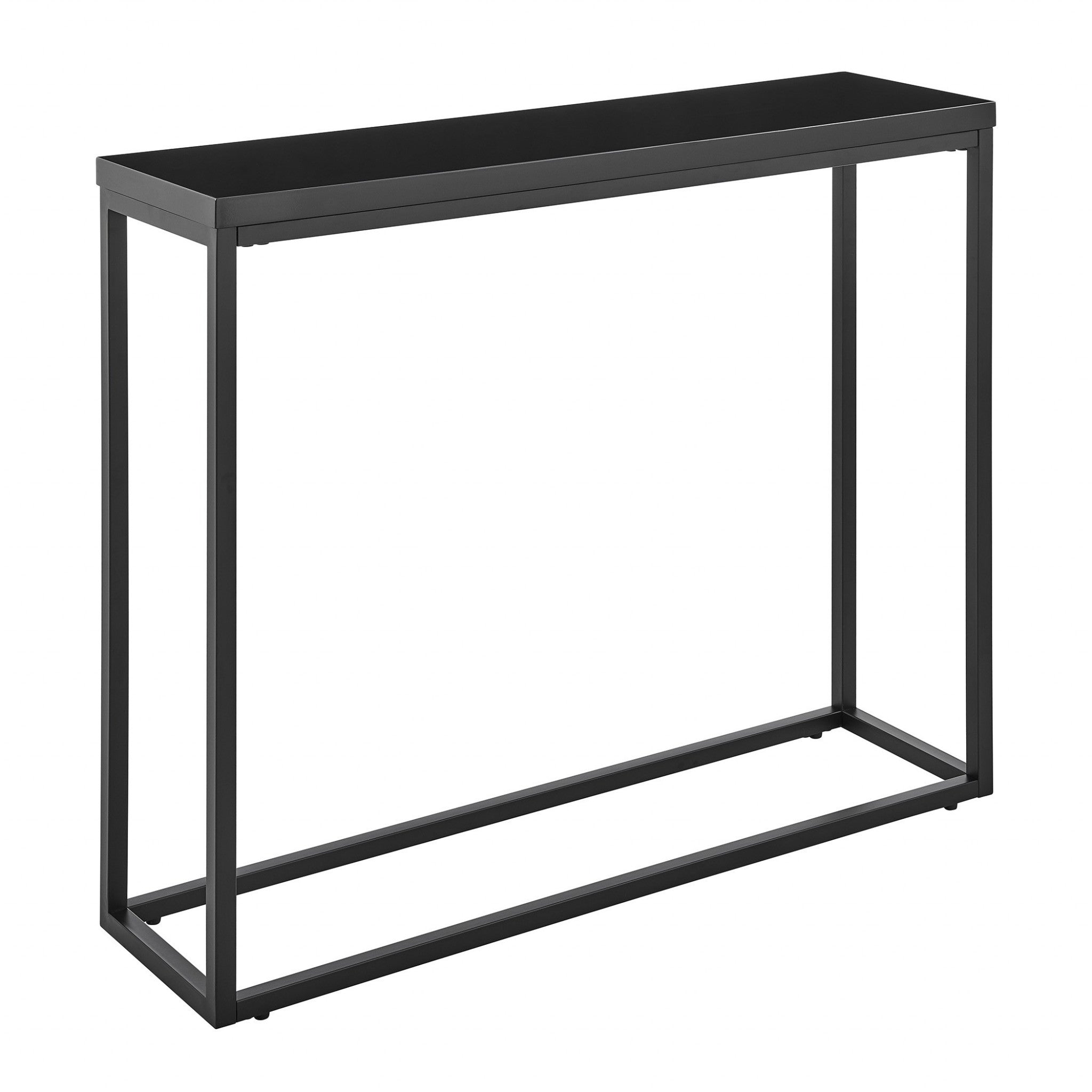 35" Black Wood and Steel Frame Console Table Homeroots Living Room