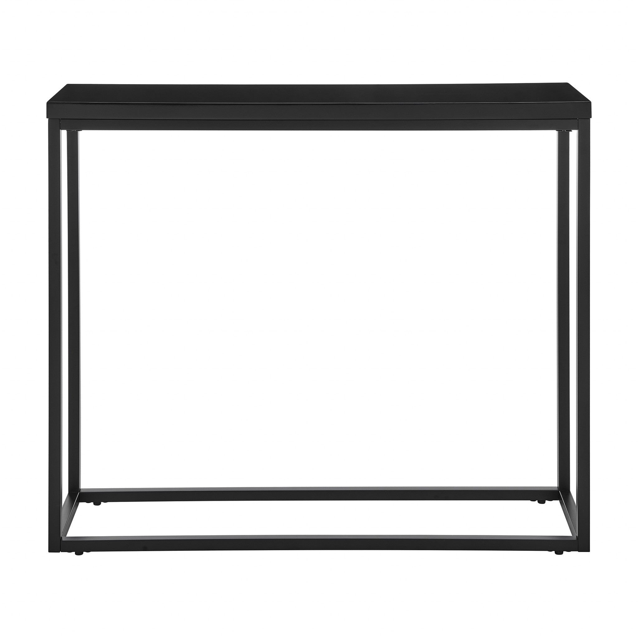 35" Black Wood and Steel Frame Console Table Homeroots Living Room