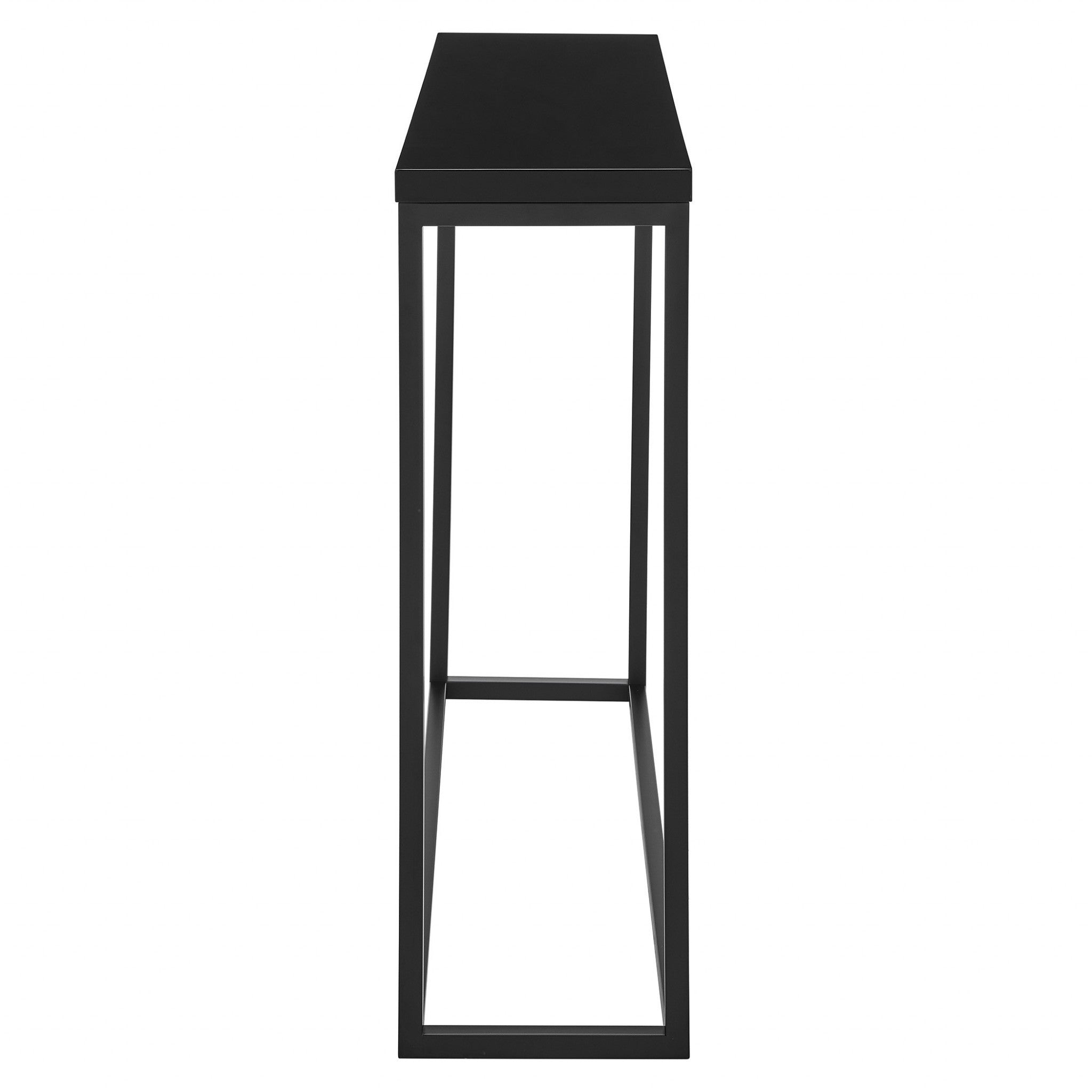 35" Black Wood and Steel Frame Console Table Homeroots Living Room