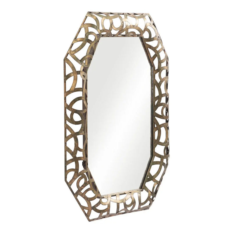 35" Bronze Octagonal Steel Framed Accent Mirror Homeroots Bed & Bath