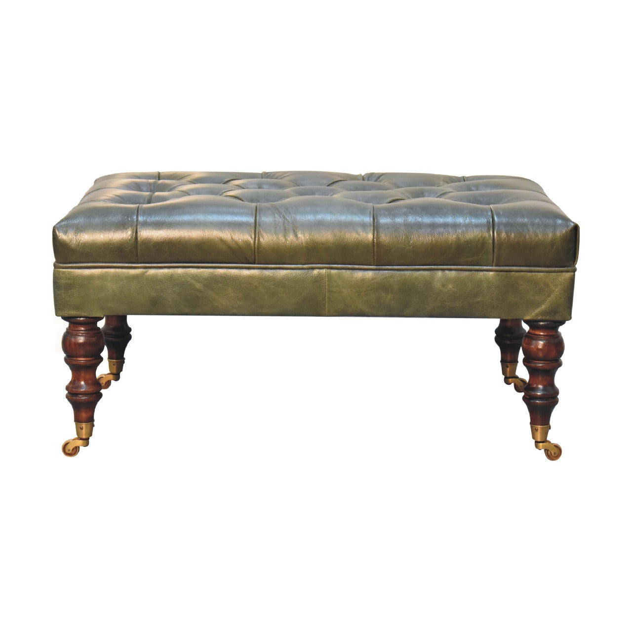 35" Brown Leather Round Footstool Homeroots Living Room