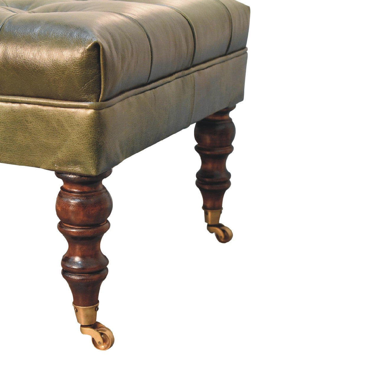 35" Brown Leather Round Footstool Homeroots Living Room