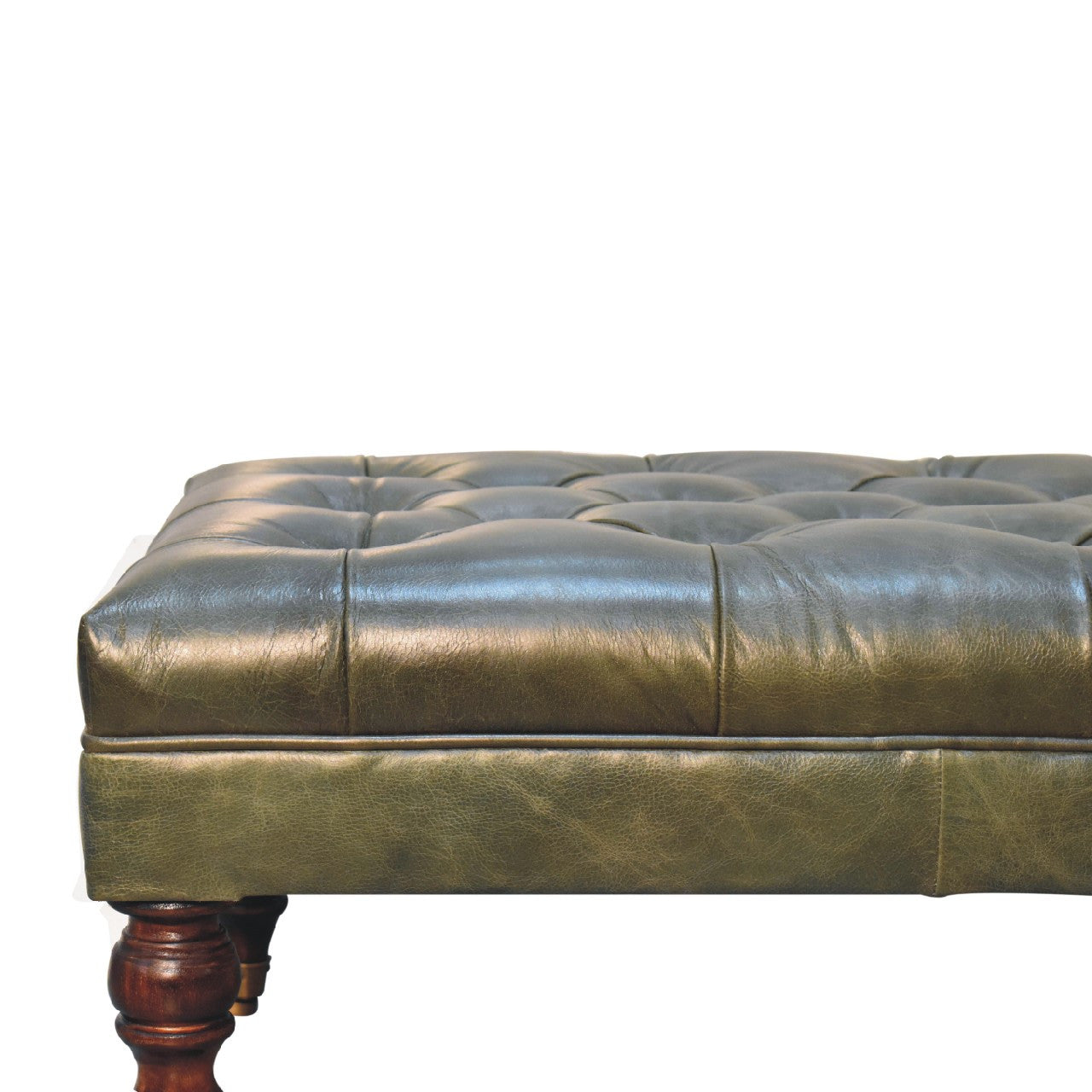 35" Brown Leather Round Footstool Homeroots Living Room