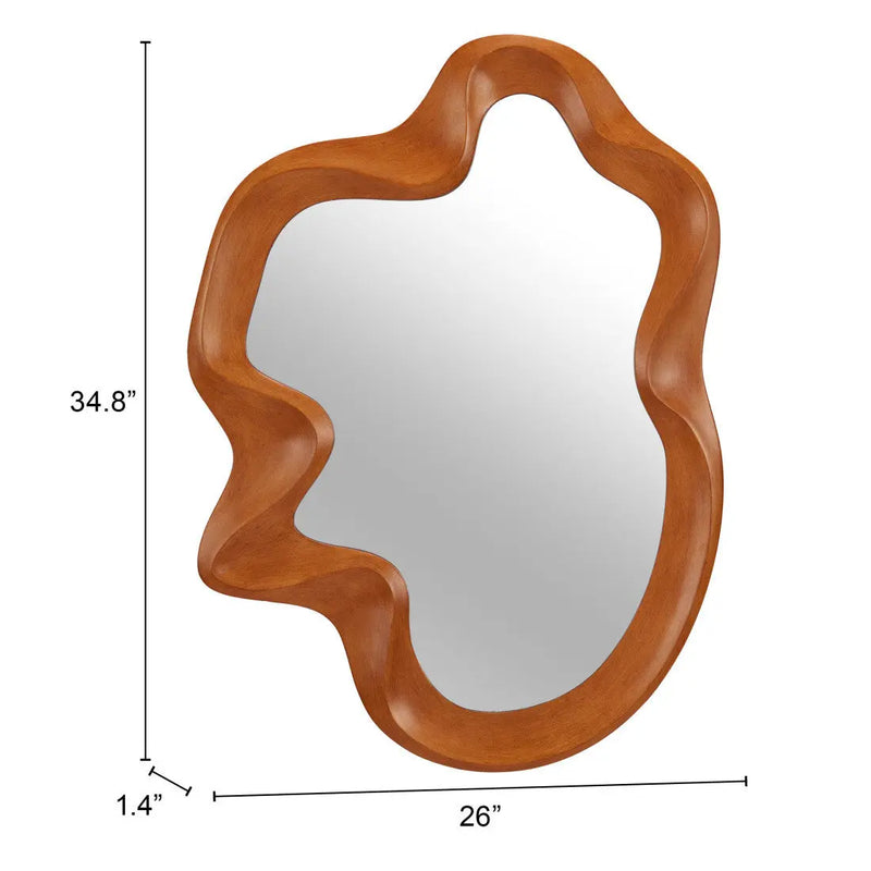 35" Brown Solid Wood Abstract Geometric Framed Accent Mirror Homeroots Bed & Bath