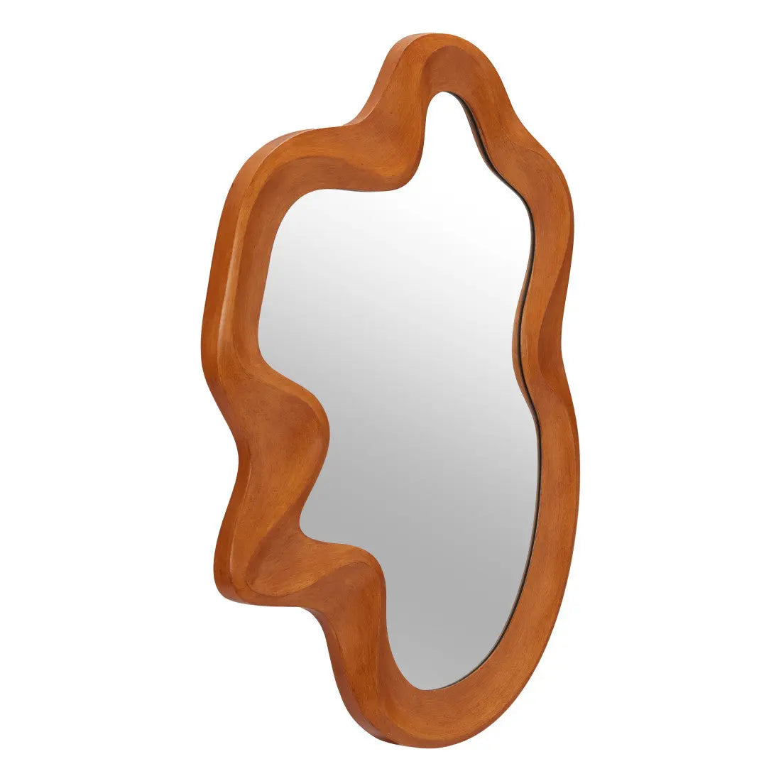 35" Brown Solid Wood Abstract Geometric Framed Accent Mirror Homeroots Bed & Bath