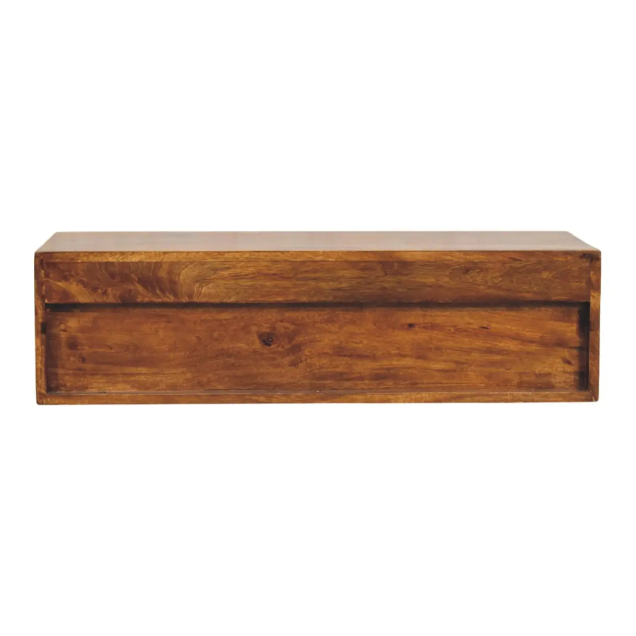 35" Brown Solid Wood Floating Mount TV Stand Homeroots Living Room