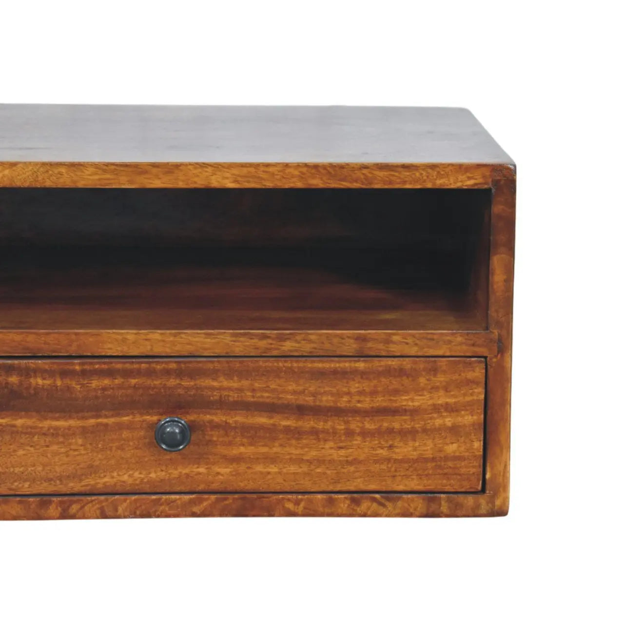 35" Brown Solid Wood Floating Mount TV Stand Homeroots Living Room