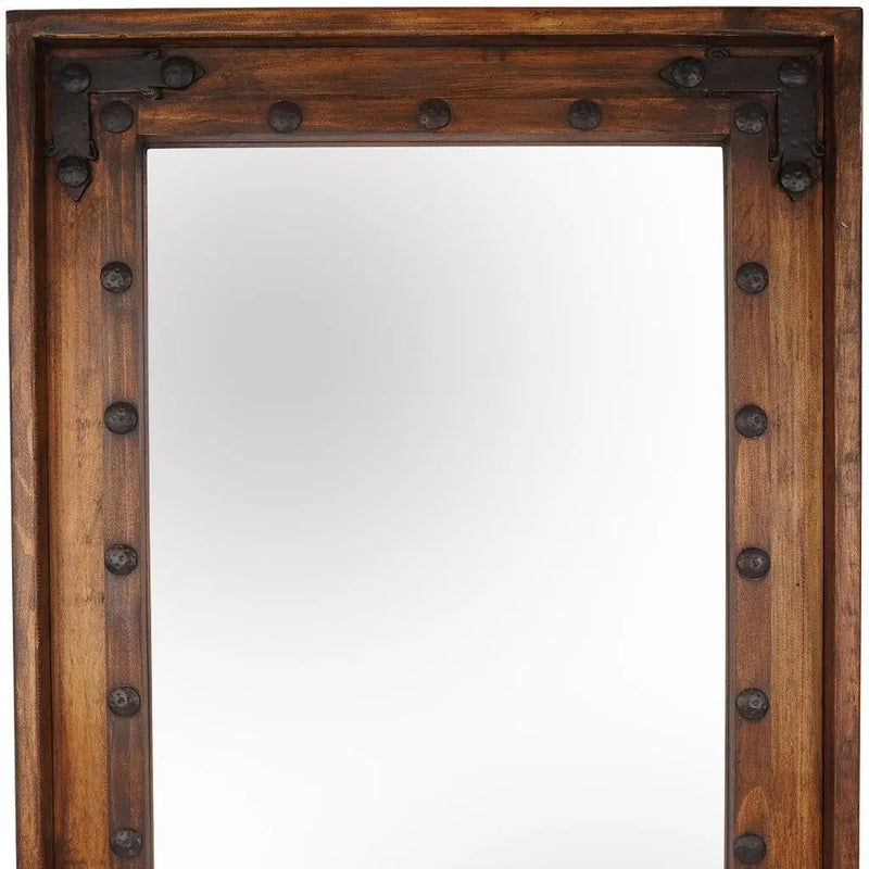 35" Brown Solid Wood Rustic Framed Accent Mirror Homeroots Bed & Bath