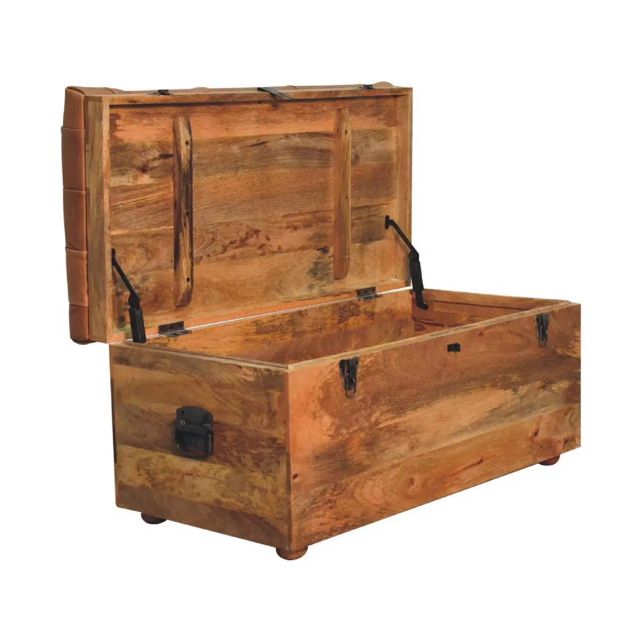 35" Brown Solid Wood Storage Bench Homeroots Outdoor