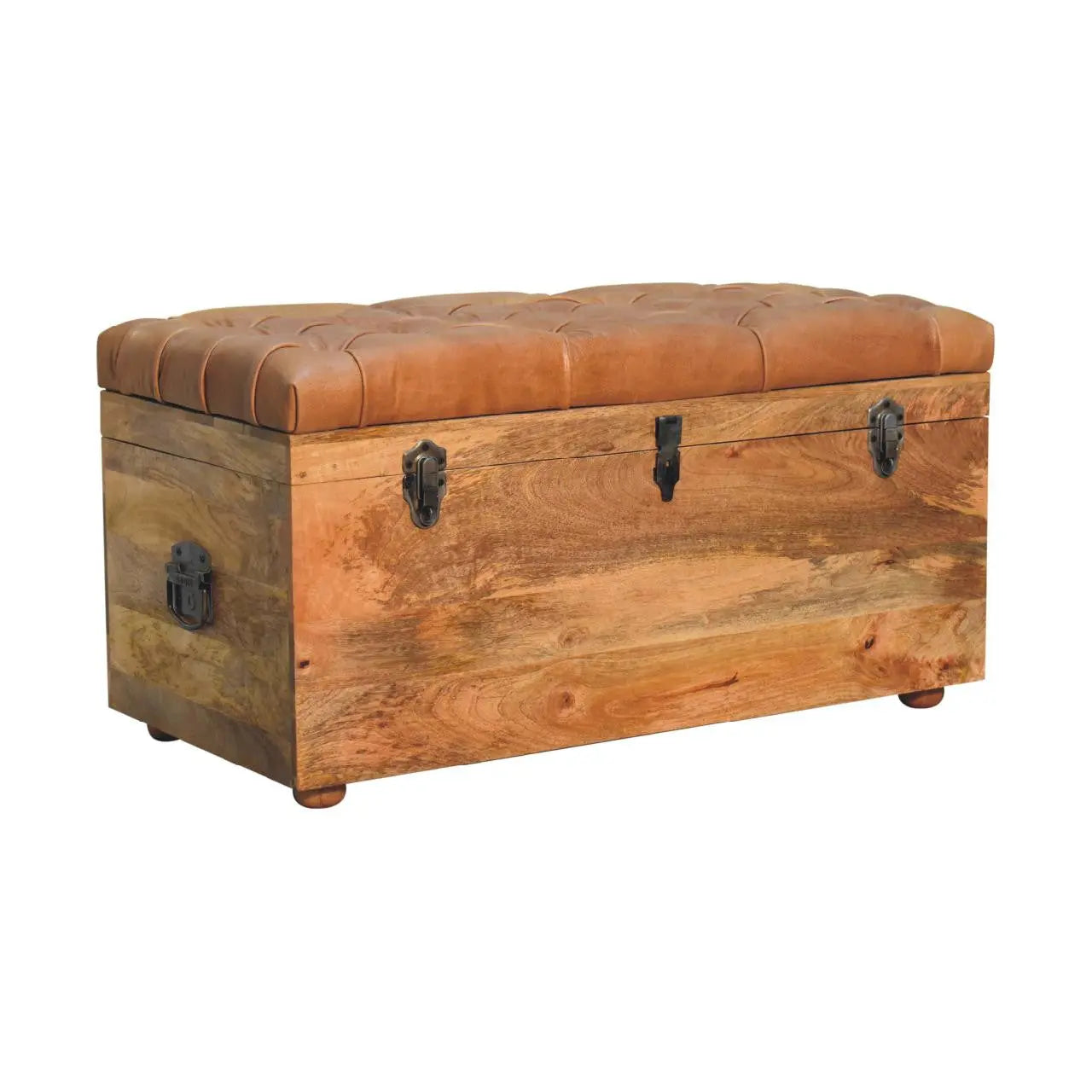 35" Brown Solid Wood Storage Bench Homeroots Outdoor