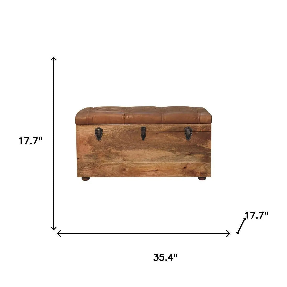 35" Brown Solid Wood Storage Bench Homeroots Outdoor