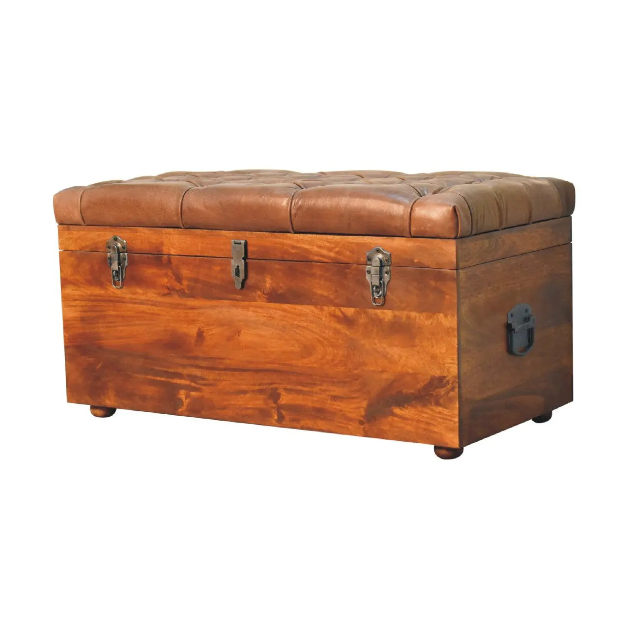 35" Brown Solid Wood Storage Bench Homeroots Outdoor