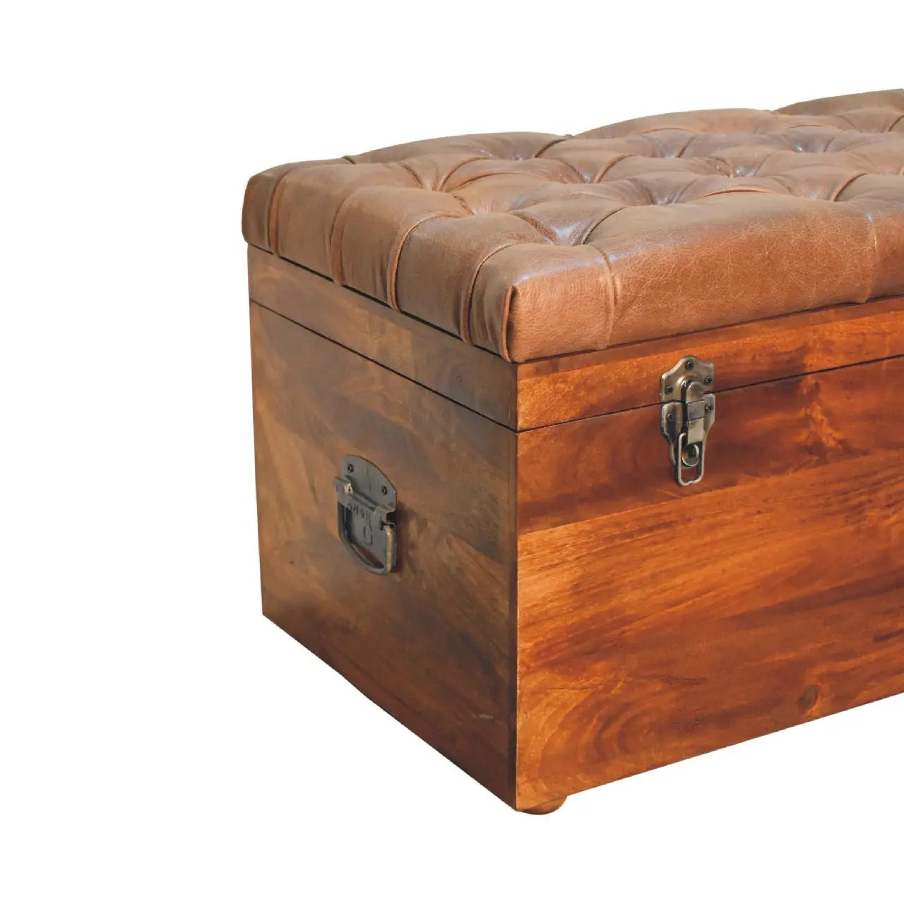 35" Brown Solid Wood Storage Bench Homeroots Outdoor