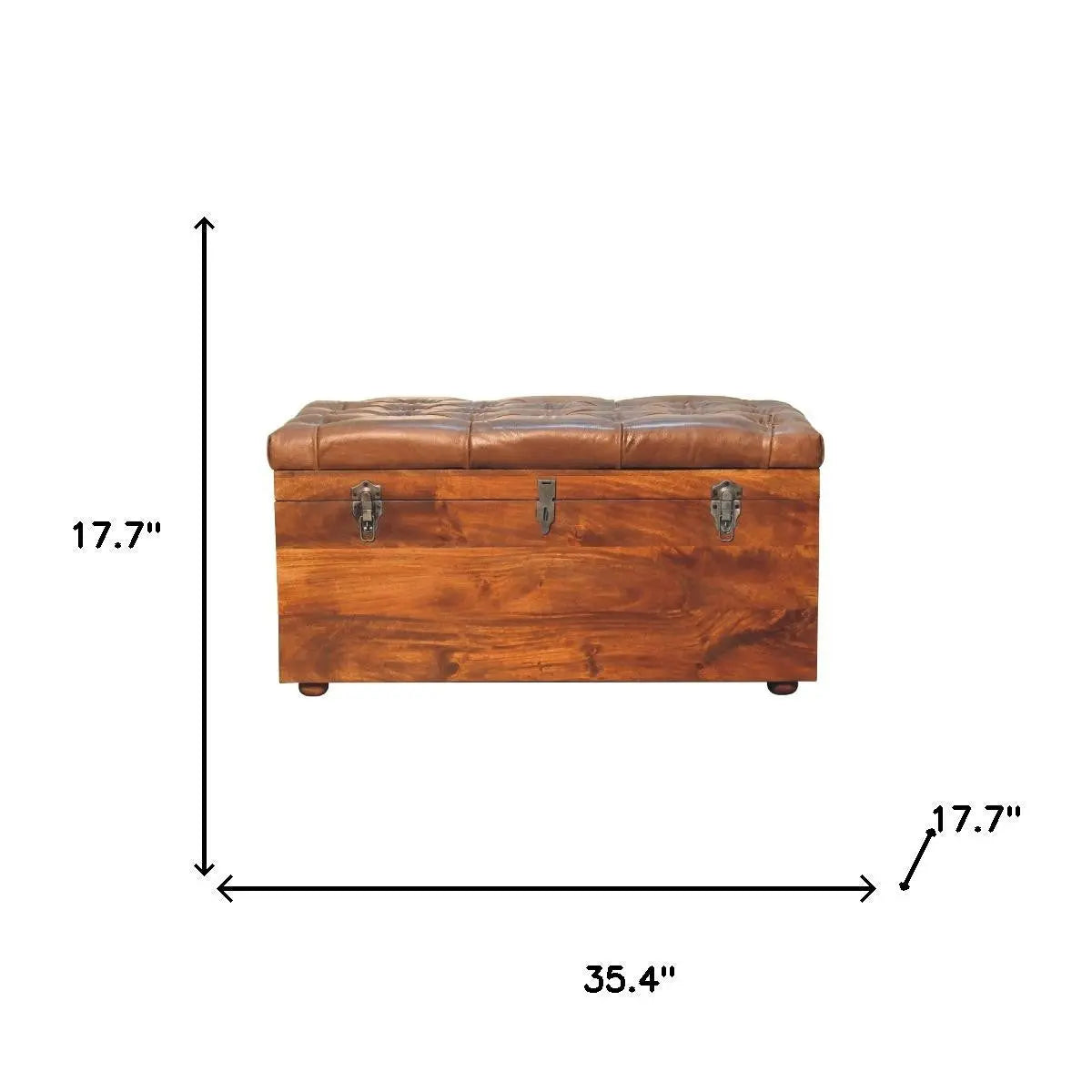 35" Brown Solid Wood Storage Bench Homeroots Outdoor