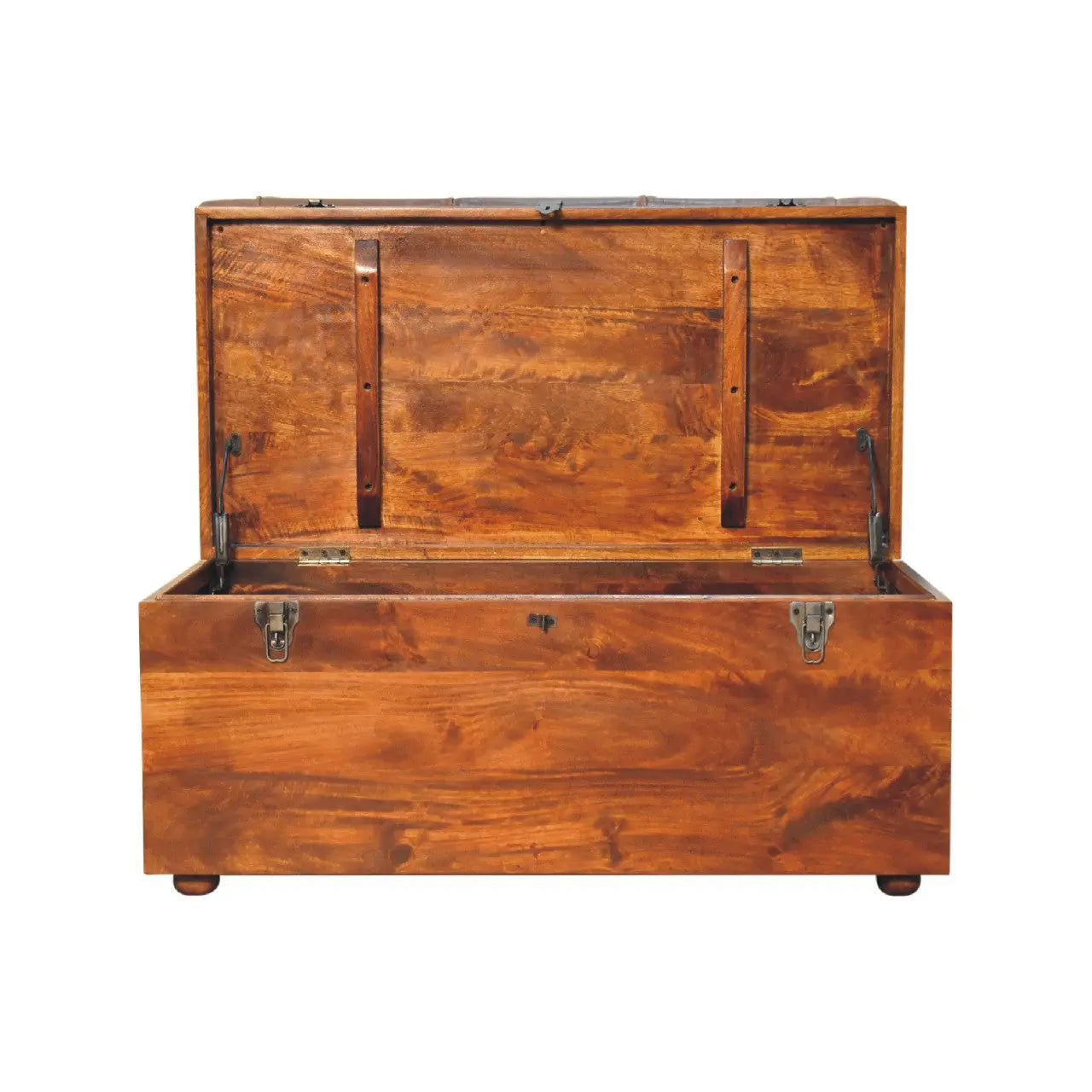35" Brown Solid Wood Storage Bench Homeroots Outdoor