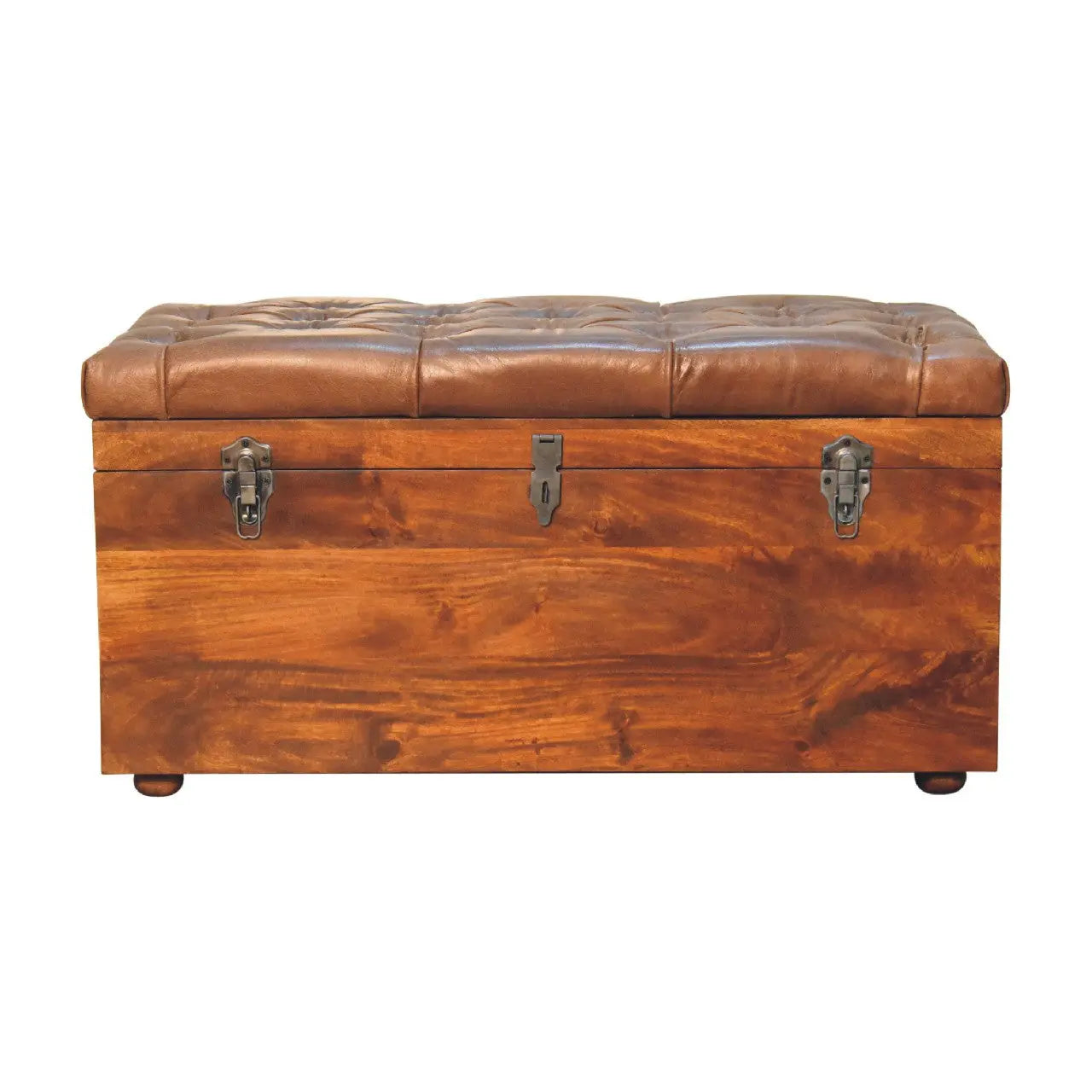 35" Brown Solid Wood Storage Bench Homeroots Outdoor
