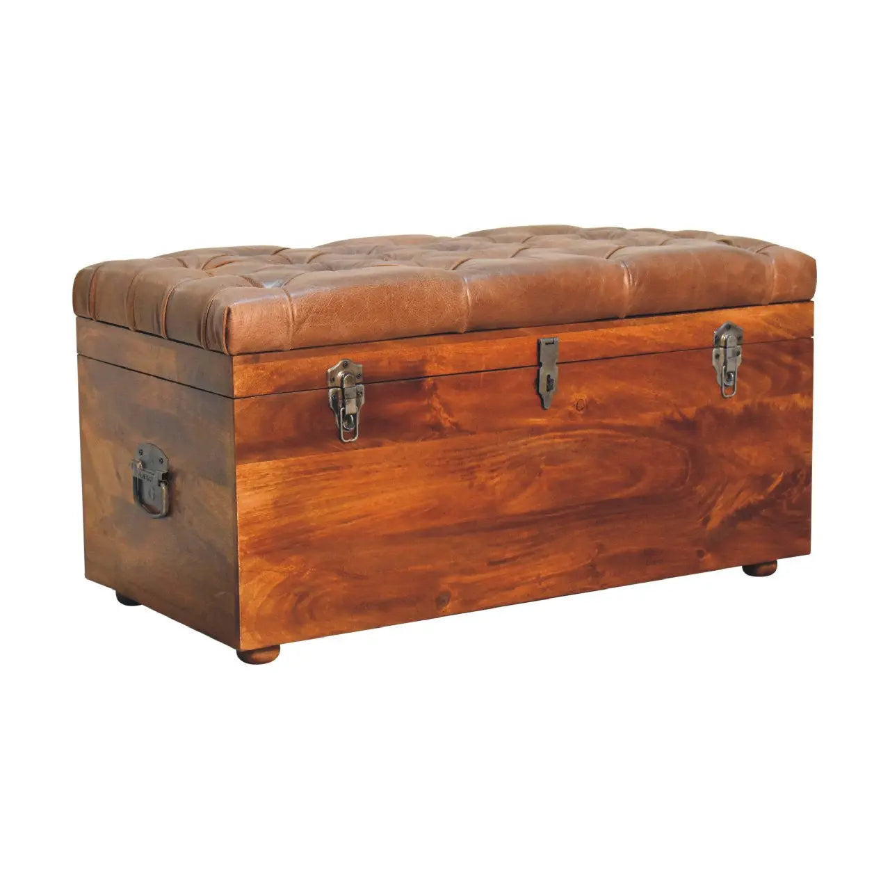 35" Brown Solid Wood Storage Bench Homeroots Outdoor