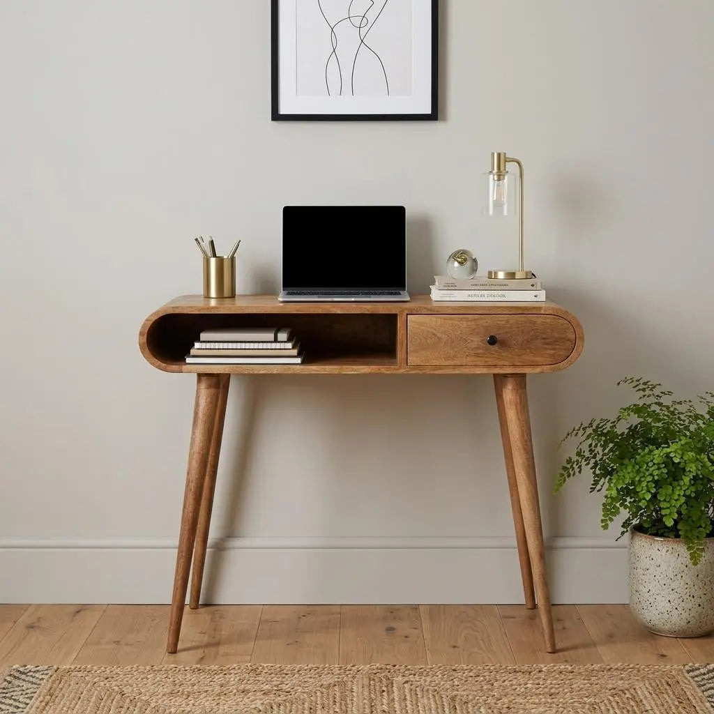 35" Brown Solid Wood Writing Desk Homeroots