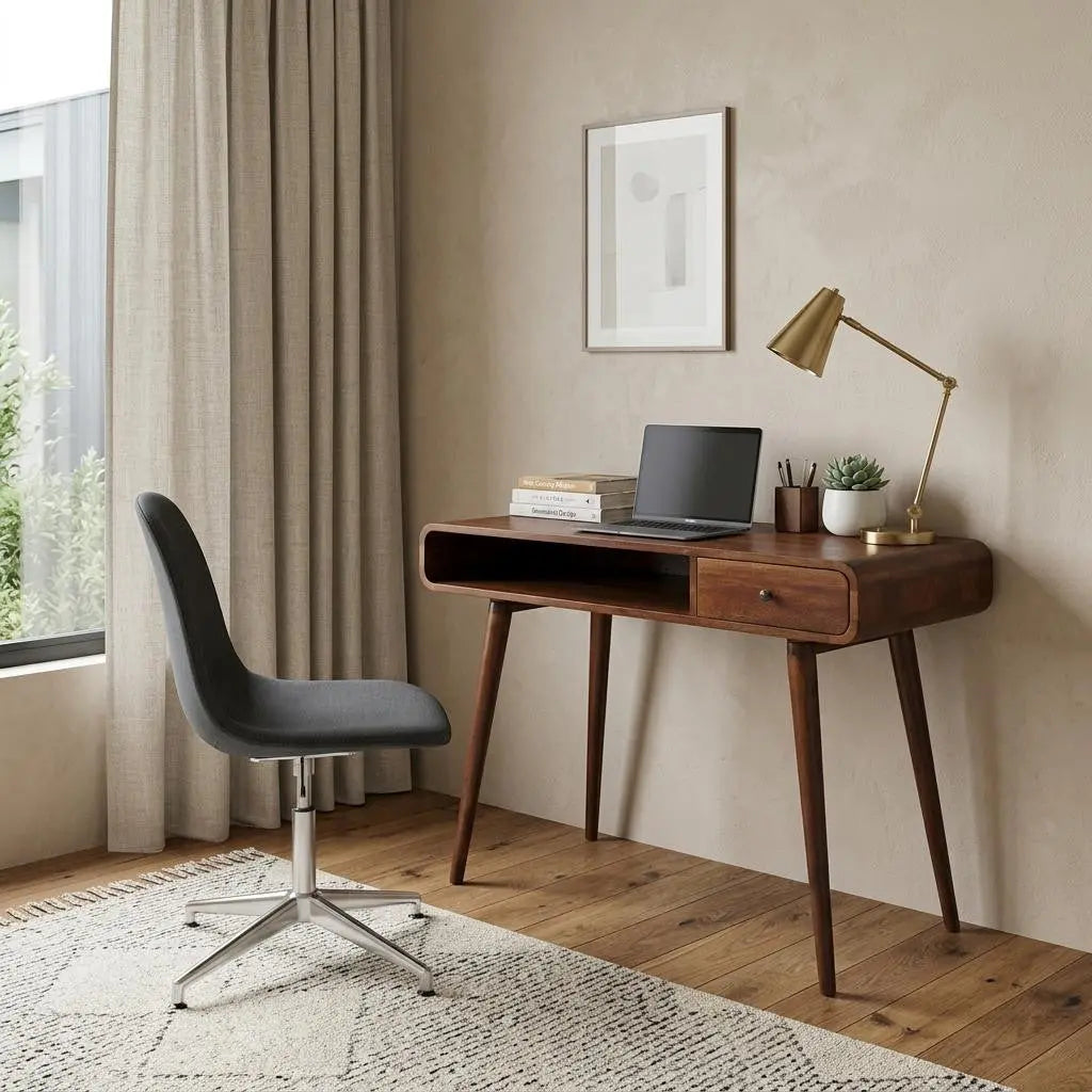 35" Brown Solid Wood Writing Desk Homeroots