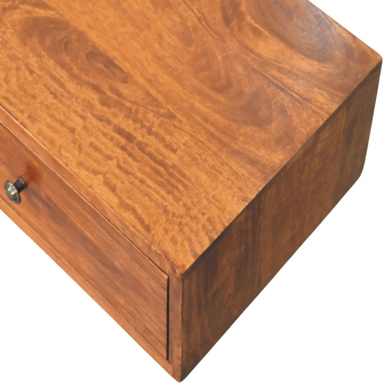 35" Chestnut Solid Wood Floating Wall Mount Console Table With Two Drawers Homeroots Living Room