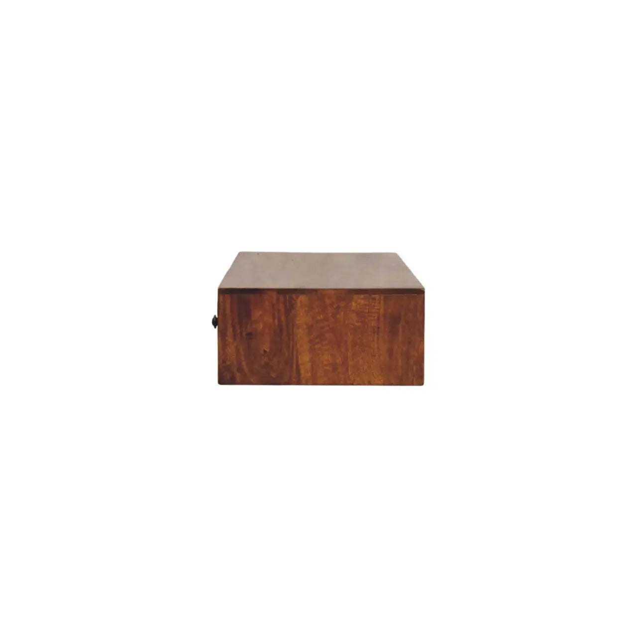 35" Chestnut Solid Wood Floating Wall Mount Console Table With Two Drawers Homeroots Living Room