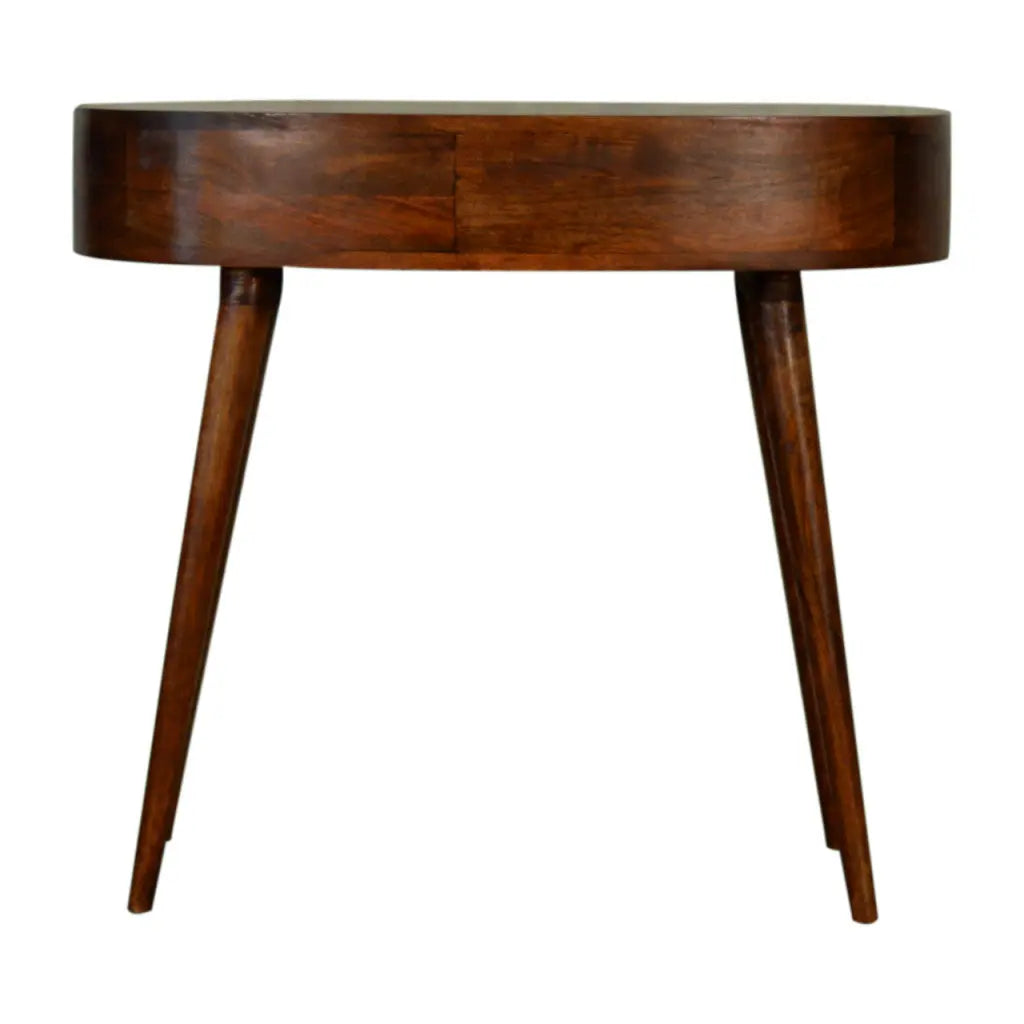 35" Chestnut Solid Wood Kidney Writing Desk Homeroots Office