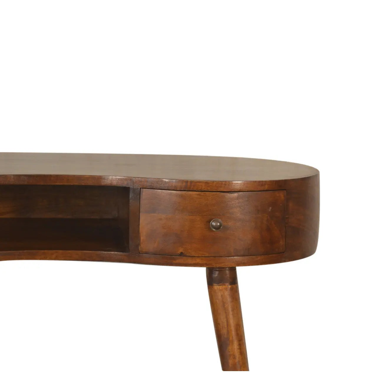 35" Chestnut Solid Wood Kidney Writing Desk Homeroots Office