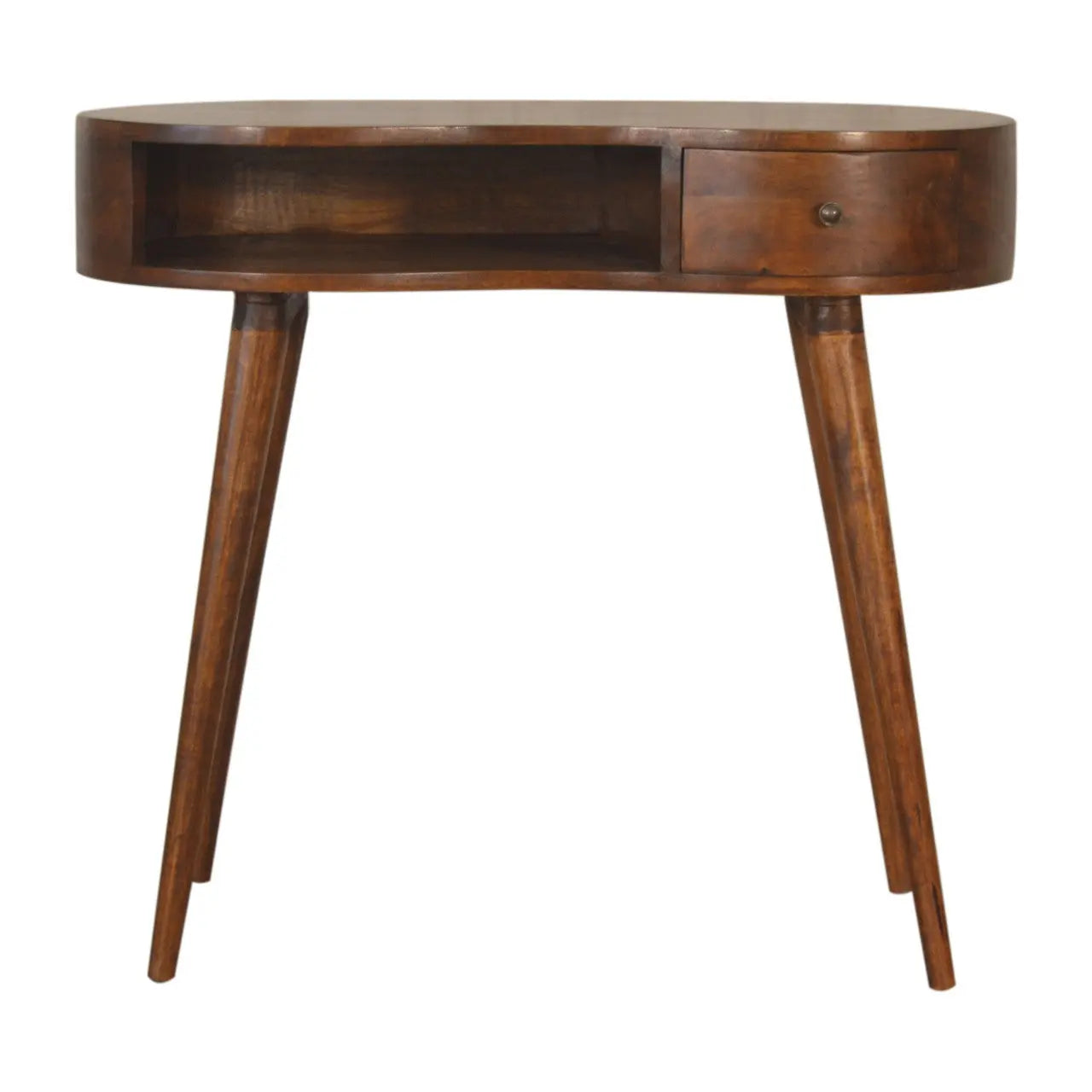 35" Chestnut Solid Wood Kidney Writing Desk Homeroots Office